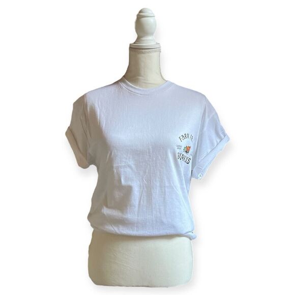 Fall T-shirt Farm Fresh Pumpkins Graphic Tee Short Sleeve White NEW Unisex - Picture 1 of 9